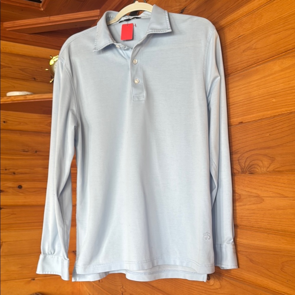 Light Blue Long Sleeve Polo Shirt -Cotton